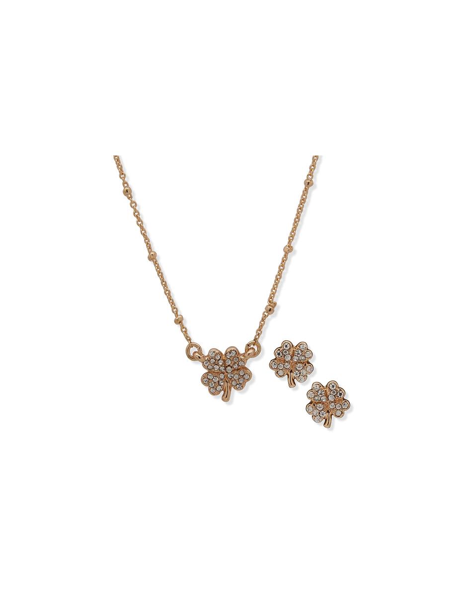 Ensembles de bijoux Anne Klein Four Leaf Clover Necklace and Earring in Pouch   | VBN-8662337